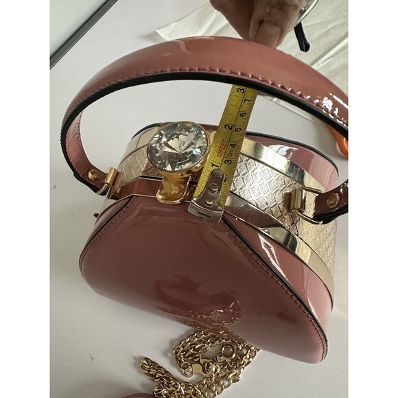 Gramercy & Grand Gorgeous Pink patent leather handbag Gem Clasp Shoulder Bag NEW - Picture 13 of 13